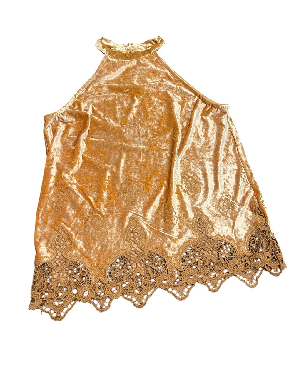 Altar'd State Velvet Goldenrod Halter Top size small summer tank top gold